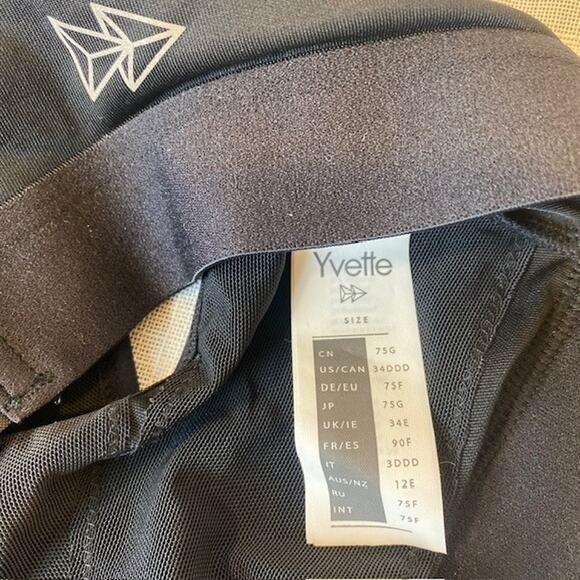 Yvette Womens Front Zip Black Sports Bra Size 34DDD Great Condition - Picture 5 of 5